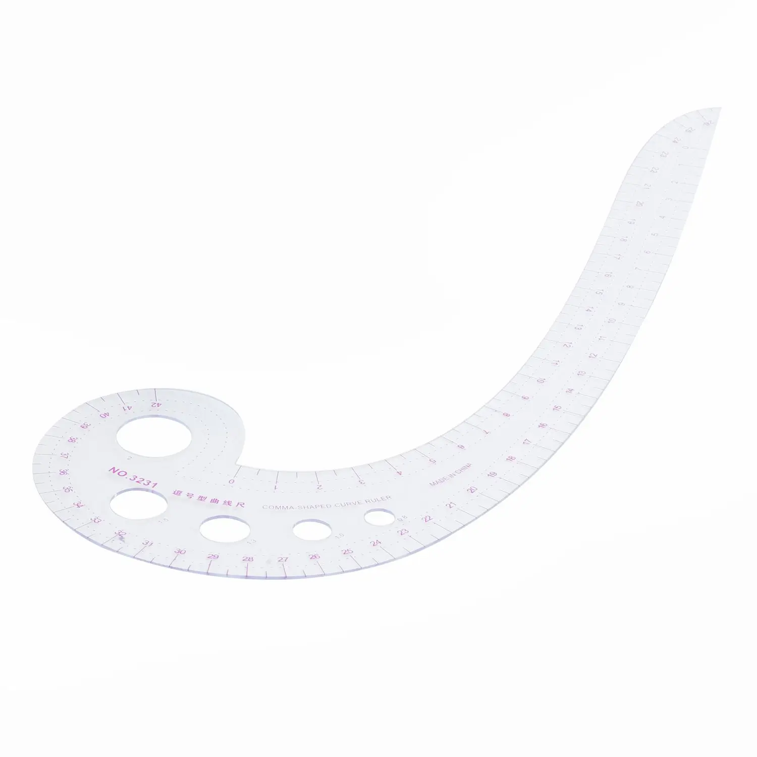 

11.8" Long Comma Shaped Plastic Transparent French Curve Ruler Spline