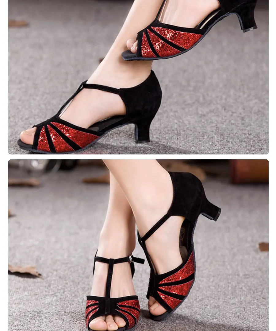 HoYeeLin/Блестящие Босоножки на каблуке с открытым носком для латинских танцев; женские вечерние туфли для бальных танцев; Танцевальная обувь для сальсы и румбы; домашняя подошва