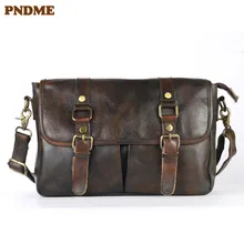 PNDME fashion vintage high quality first layer cowhide men's messenger bags simple daily soft genuine leather large shoulder bag PNDME fashion vintage high quality first layer cowhide men's messenger bags simple daily soft genuine leather large shoulder bag