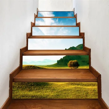 

Forest 18*100cm 13pcs DIY creative waterfall wall decal for stairs 3D vinyl waterproof stair sticker home decor poster AP28