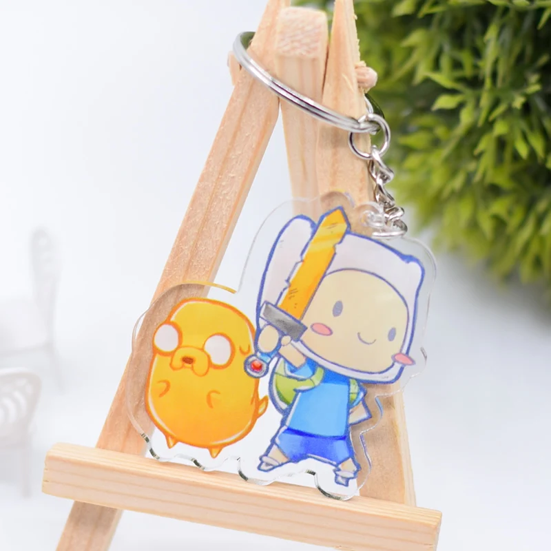 

Finn and Jake Keychain Cute Double Sided Adventure Time Key Chain Pendant Acrylic Anime Accessories Cartoon Key Ring DBS1P