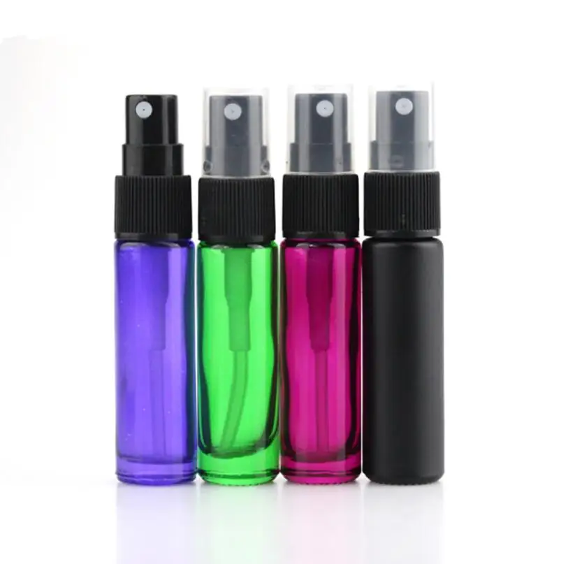 

10ml (1/3oz) glass spray bottle Perfume Glass Bottles Refillable Perfume Atomizer black green purple blue LX5185
