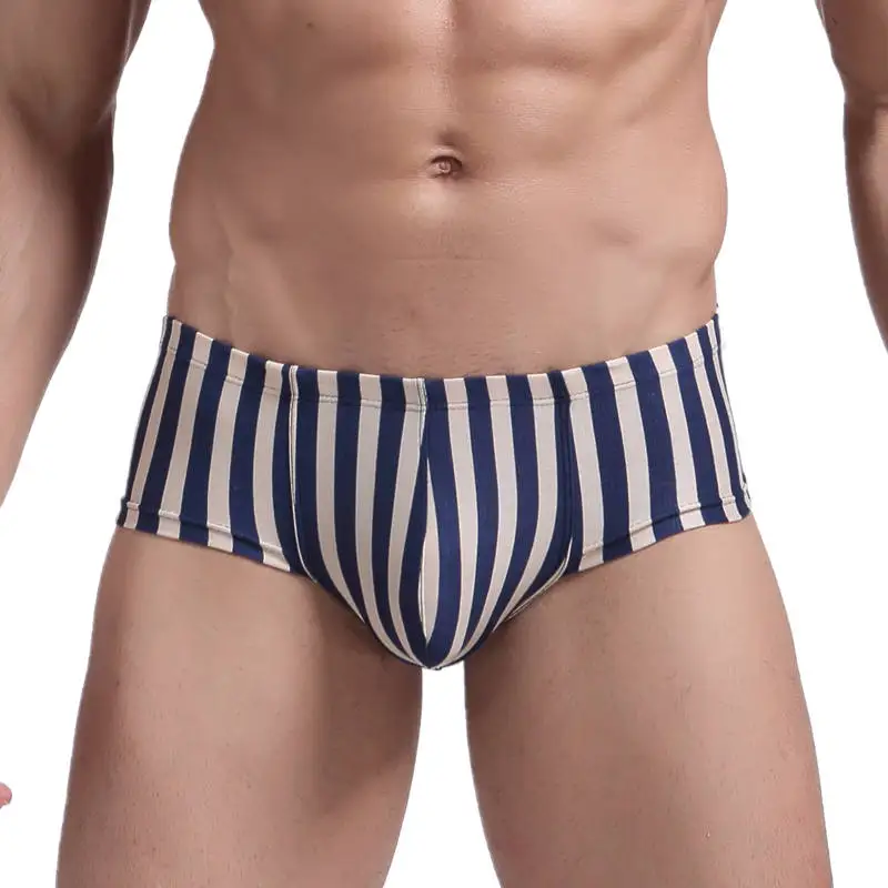 

Men's Striped Boxers Cotton Underwear Bulge Pouch Boxer Shorts Trunks Designed Males Mid-waist Stripes Underpants Bottoms New