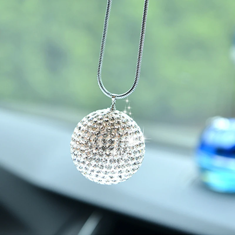 

Car Rearview Mirror Decoration Hanging Pendant Automobiles Decor Ornaments Crystal Bling Ball Accessories Gifts 5cm diameter