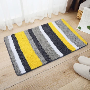 

HomeMiYN Modern Bath Mat Anti Slip Bath Mat Porch Door Mats Yellow Grey Black Strip Home Kitchen Water Absorbing Mats Foot Pads