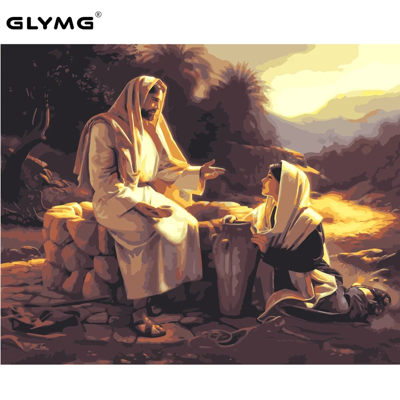GLymg 5D Diy Diamond Painting Cross Stitch Jesus Character Christian Full Square Diamond Embroidery Mosaic kit Picture Wall Arts