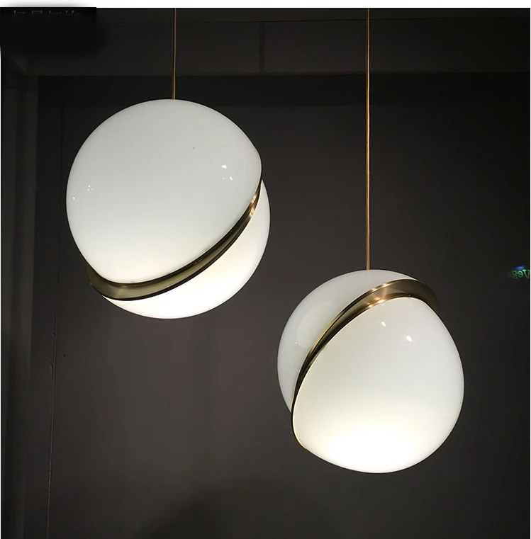 Скандинавские современные круглые шары подвесные светильники креативная круглая луна латунь Подвеска Лампы для столовой гостиной drplight