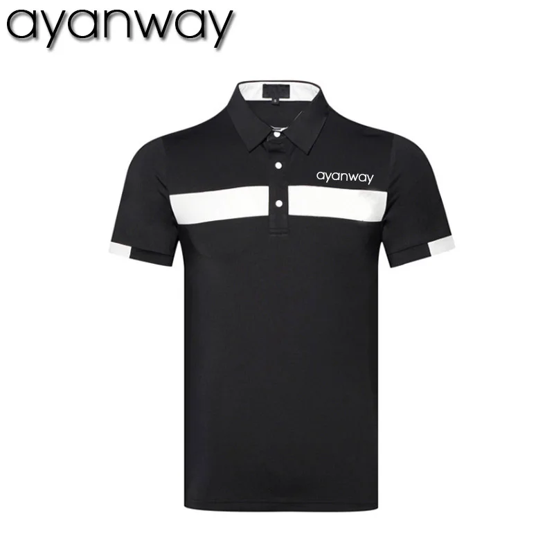 

AYANWAY Personalized LOGO customie your name Golf shirt Men quality quick dry golf polo shirt man golf turn down sports t shirts