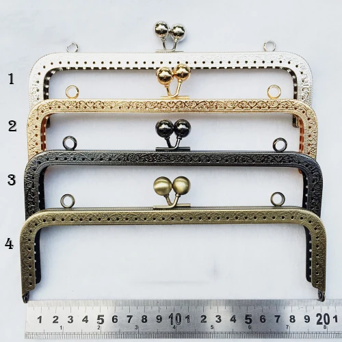 Marco de monedero de 20cm, 4 colores, cierre de metal para accesorios de bolso, boca moleteada dorada, 3 for bag|purse framemetal frame clasp - AliExpress