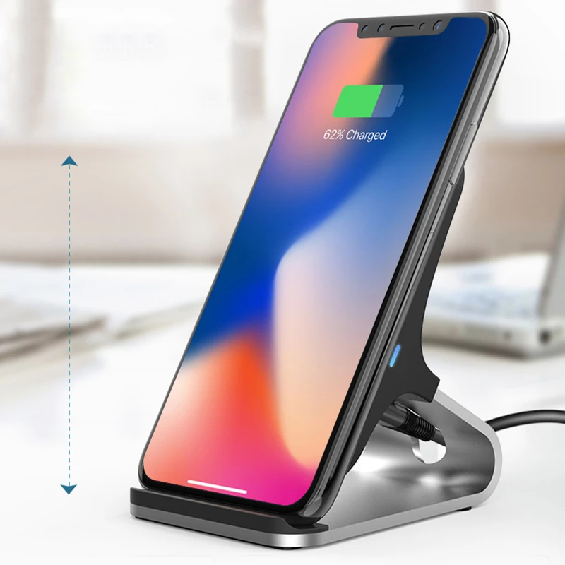 10W Phone Stand Wireless Charger For Galaxy S9 S8 Plus Alloy QI Wireless Charging For Iphone 8 8plus X Fast Charge (7)