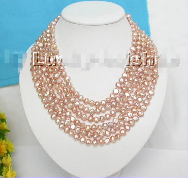 

>>> >>>Genuine 6row 7mm 17" baroque lavender freshwater pearl necklace j4437