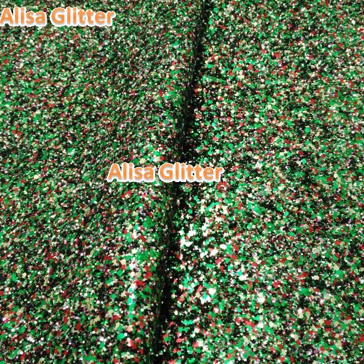 

40X132CM Alisa Glitter Faux Leather Fabric Mixed Color Chunky Glitter Fabric Pu leather Fabric For Bow DIY Wallpaper GM022