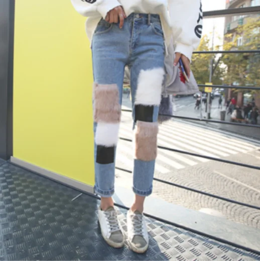 2017 New Arrival Women Ankle Length Pants Washed Jeans Vintage Trousers