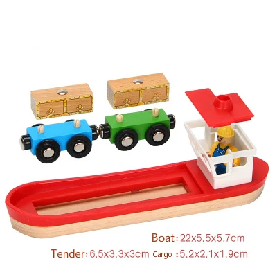EDWONE AirPlain колесо обозрения грузовой корабль деревянный поезд трек железнодорожные аксессуары развивающие слот DIY оригинальные игрушки подарки для детей - Цвет: boat