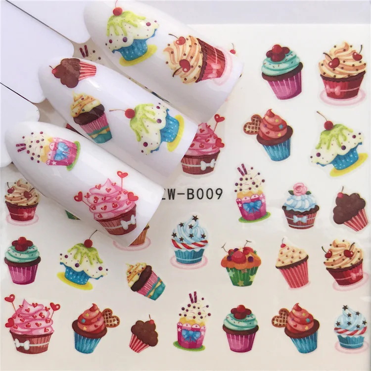 

Nail Sticker Water Decals Cake Cherry Slider Art design Decoration accessoires Manicure lacquer Foil Adhesive Wraps Pegatinas