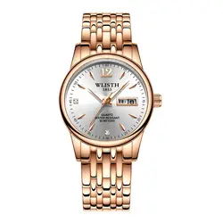 Wlisth Лидирующий бренд Kingnuos полный сталь водостойкие кварцевые для мужчин женские наручные часы для Saat Дата Неделя дисплей светящийся час