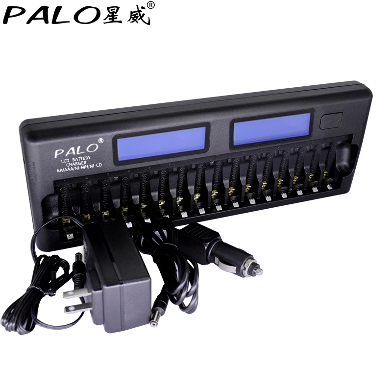 

Palo 16 Slots DP-K106 2-LCD Built-In IC Protection Intelligent Rapid Battery Fast Charger for 16 Pcs 1.2V AA/AAA Ni-MH/Ni-CD