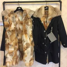 Large Real Natural Raccoon Fur 2017 New Brand Parkas Cold Winter Jacket Women Coat Real Fox Fur Liner Hooded Thick Warm Parkas