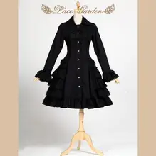 Black Audrey Hepburn Trench Coat Vintage Style Long Flare Sleeve Lolita Coat by Lace Garden