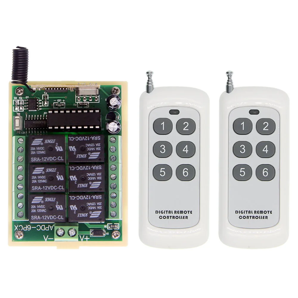 

2019 New 500m DC 12V 24V RF 6 CH 6CH High Power Wireless Remote Control Switch System Receiver Transmitter,315 / 433 MHz