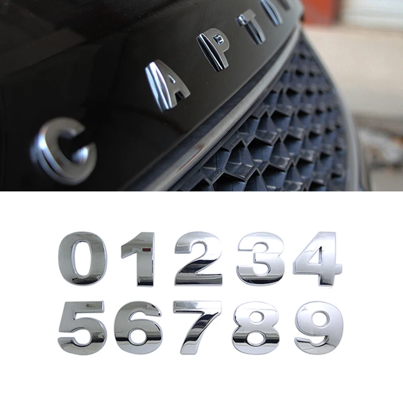 

3D Metal Car Sticker A-Z 0-9 DIY Trunk Stickers Digital Figure Number Letter Alphabet Decorative Decal Auto Accessories