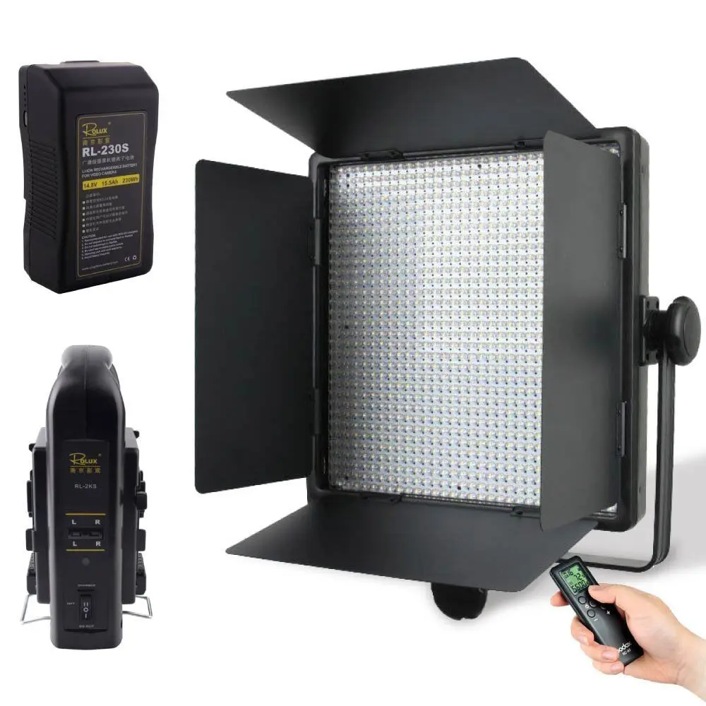 

Godox LED1000C Light Panel with RL-230 Li-ion V-mount Battery + RL-2KS Charger Kit