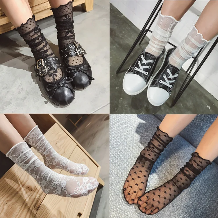 Girl Summer Lace Sexy Socks Princess Sweet Girl baby Long Socks Solid Flower Transparent Outdoor Girl Socks
