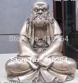 

8 INCH Tibet Bronze silver-gilt famous DaMo Dharma ancestor Buddha Statue