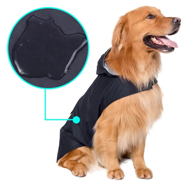 pet dog raincoat rain slicker waterproof dog clothes hooded rainwear plus size rain slicker