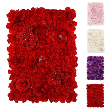 

40x60cm Silk Fake Rose Flower Wall Wedding Decoration Backdrop Champagne Artificial Flowers Wall Romantic Wedding Party Decor