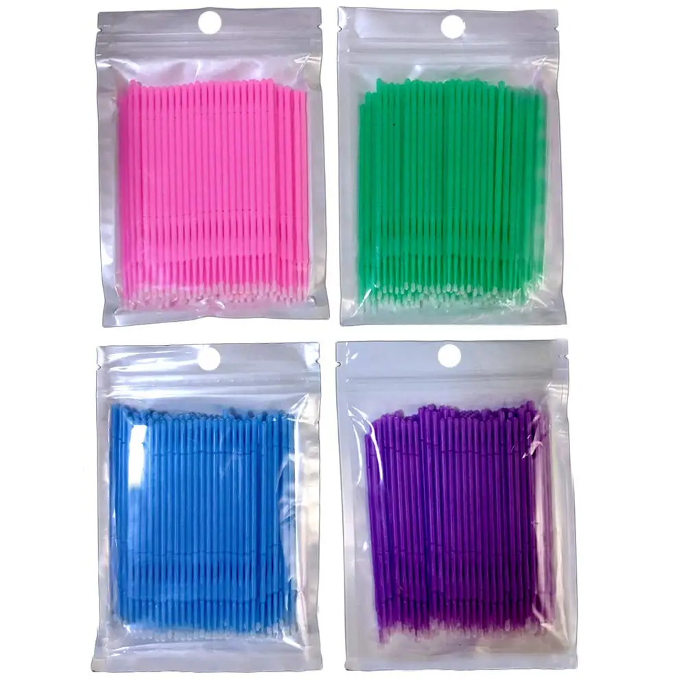 

100pcs/set Disposable Makeup Cotton Eyelash Extension Mini Individual Applicators Home Mascara Brush 4 color for choose