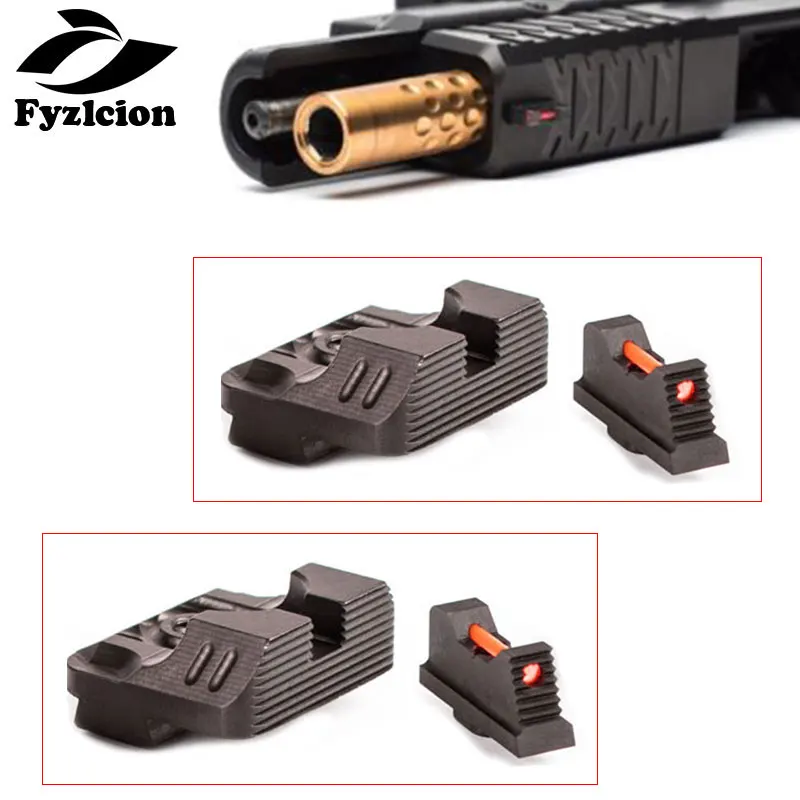 

2Sets Hunting Glock Gen 3 and 4 models.230 fiber optic front and black rear combat v3 sight set