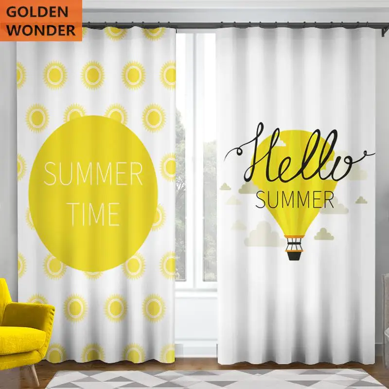 

New Design Curtain For Bed Room Summer Curtains For Living Room Yellow Fashion Window Drapes Healthy Fabric