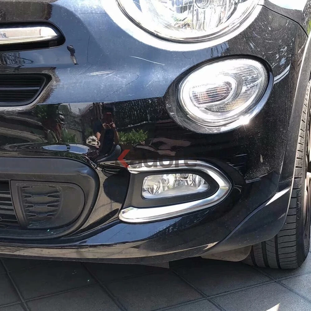 Для Fiat 500X2014 Стандартный модель Хром Передняя противотуманная фара накладка автомобиль защиты аксессуары для литья под давлением