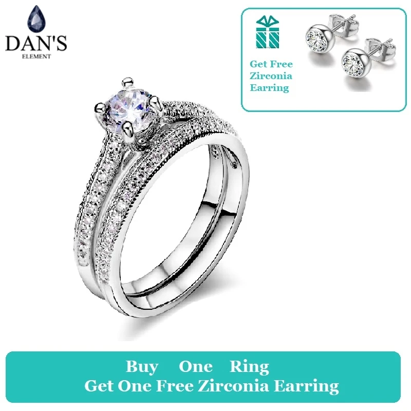 

DANS ELEMENT Brand Real AAA Zirconia Micro Insert Fashion Double Cooper Ring For Women Valentine Gift Hot Sales DZR001w