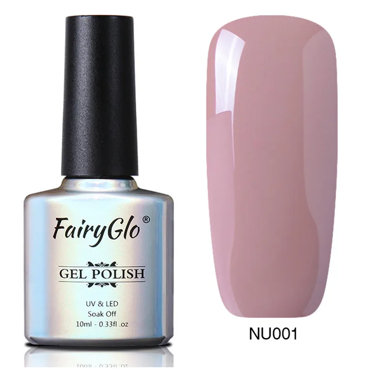 FairyGlo 10ml UV Gel Nail Polish Rose Gold Glitter Sequins Soak Off UV Gel Varnish Nude Color Nail Gel Polish Nail Art Laquer