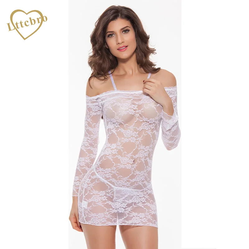 Женское кружевное белье Camisola сексуальное эротичное с длинным рукавом ночная