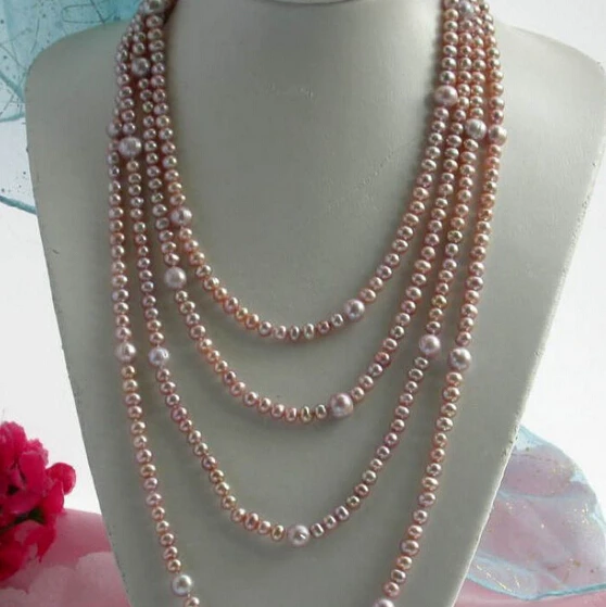 

HOT N022 NATURAL 100" 10mm round purple freshwater pearl necklace