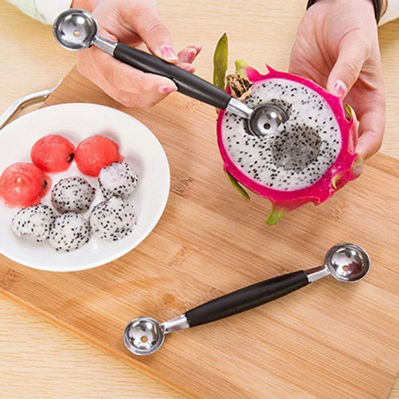 Новые креативные экологически чистые кухонные инструменты для фруктов и овощей Двойные головки ложки и скребки для дынь копания ложка-шарик 6A1070