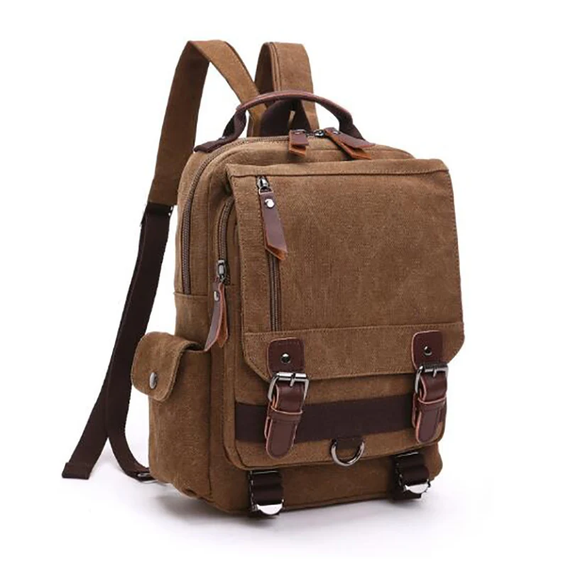 Винтажный Мужской рюкзак унисекс из парусины в стиле ретро, кожаный военный рюкзак, сумка на плечо, школьная сумка для подростков, походный рюкзак для путешествий