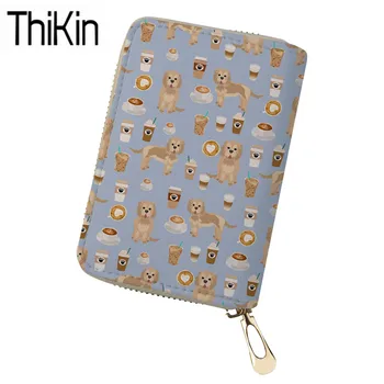 

THIKIN Card&Id Holders for Women Cockapoo Printing PU Leather Card Cases Ladies Luxury Card Bags Females Function Card Covers
