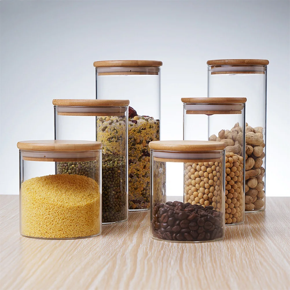

300ml Clear Glass Jar Sealed Canister Food Storage Container Glass Containers Storage Jars for Loose Tea Coffee Bean Sugar Salt