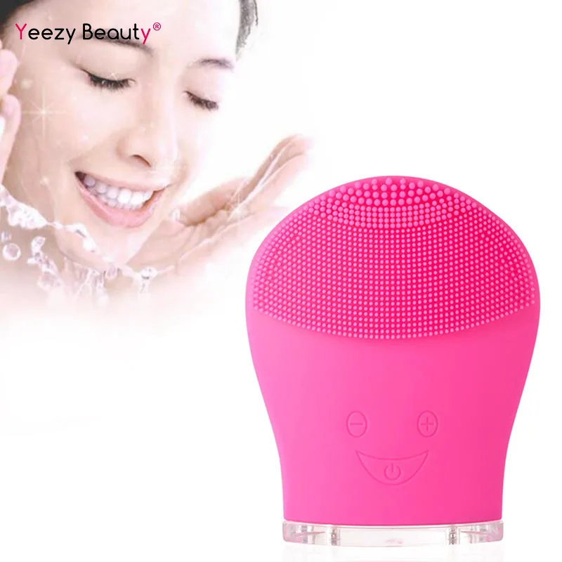 

Cute Cartoon Smile Mini 2 Electric Sonic Facial Cleansing Brush Candy Color Silicone Facial Cleaner Skin Rejuvenation USB Brush