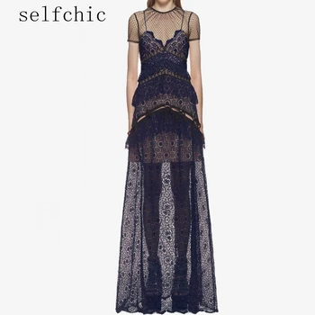 

Long Dress Women High Quality Short Sleeve Lace Maxi Dresses Evening Party Vestidos