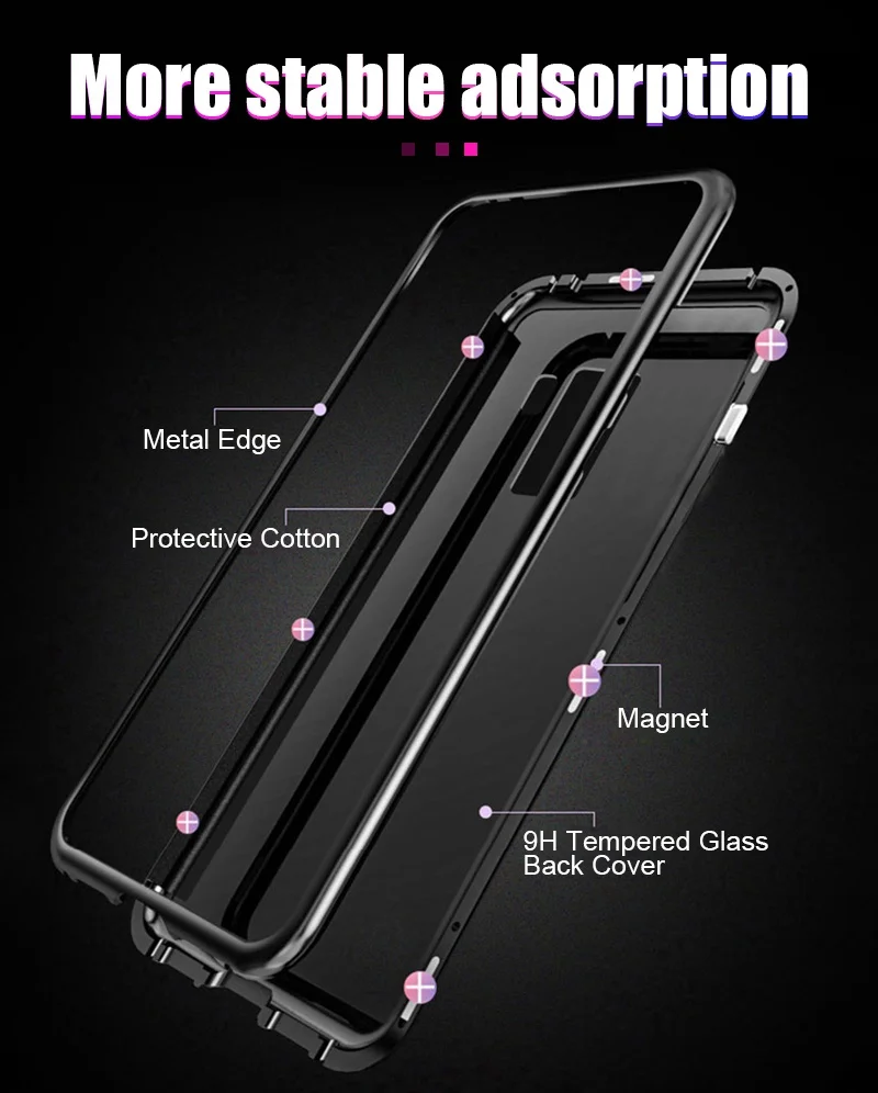 Artisome Magnetic Adsorption Case For Samsung Galaxy S9 S8 Plus Case For Samsung Note 8 Magnet Metal Tempered Glass Back Cover   (7)