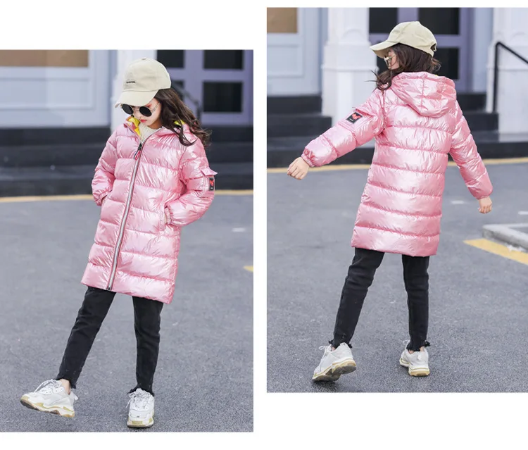 Winter Children's Down Jacket Teens Girls Boys Warm Cotton-padded Thicken Hooded Parka Coat Kids Long Windproof Outerwear