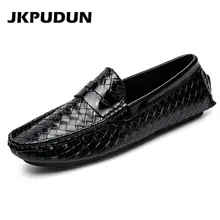Jkpudun итальянская мужские лоферы Повседневная водонепроницаемая обувь Для мужчин модные туфли из натуральной кожи; слипоны обувь для вождения мужские мокасины на плоской подошве без каблука