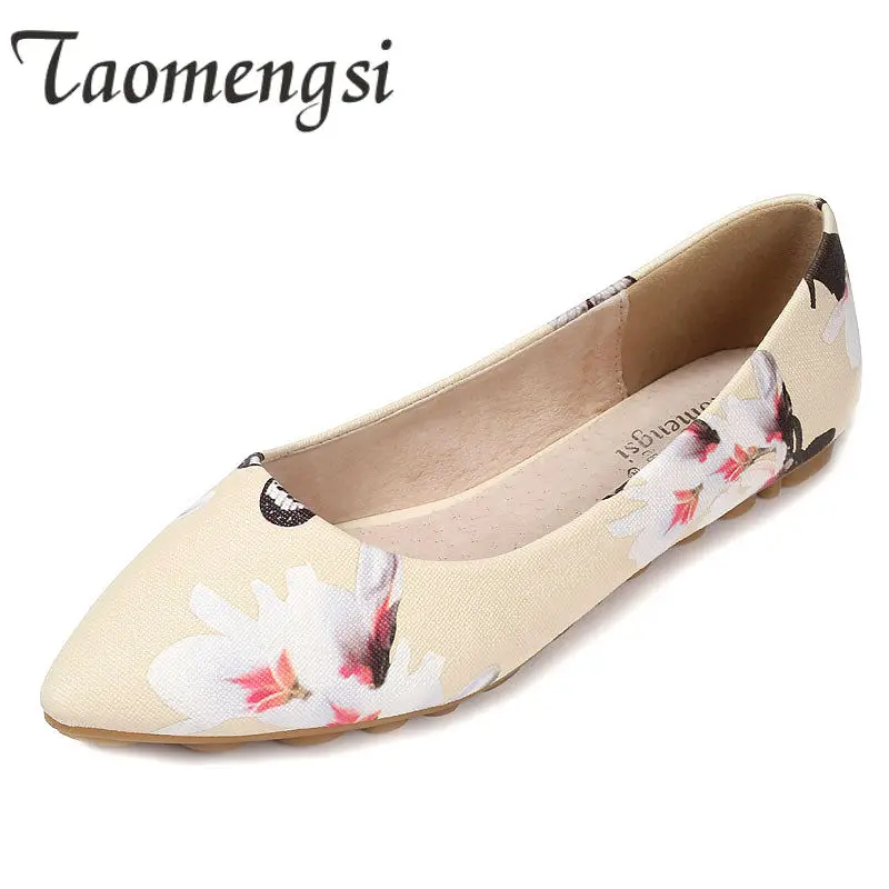 Taille beige 43 Appartements Pour white De Printemps Black Plates Casual Nouvelle Confortables Imprimé Grande Point Floral L'été Pu Dames Chaussures Femmes Orteil 5E1Bwqx