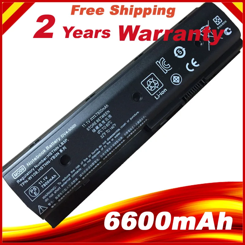  6600mAh 9 Cells Laptop battery for HP Envy dv4-5200 dv6-7200 m6 Pavilion dv4 dv4-5000 dv6-7000 MO06