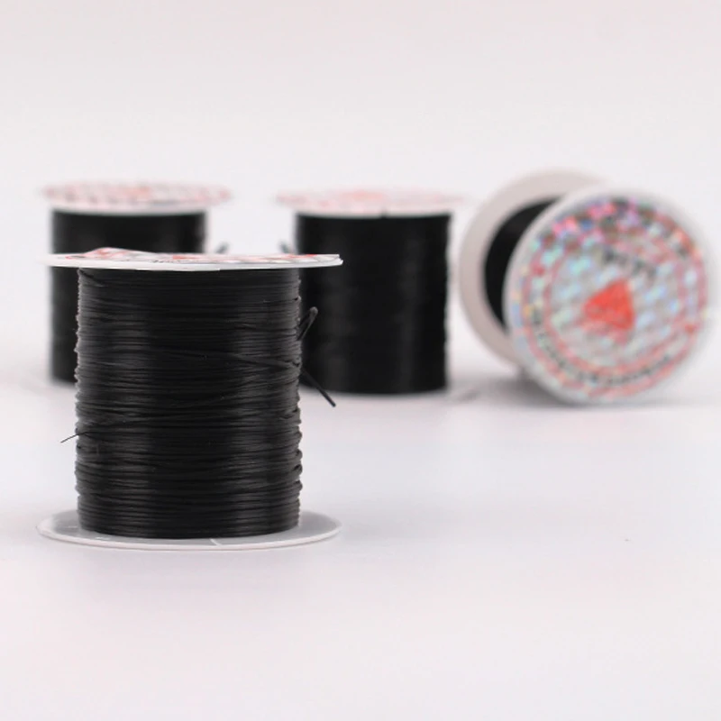 

Hot Sale Black 10M/Roll Thread of Weaving Polyamide Spandex Fishing Thread Line Wig / Hair Extension Weft Tools/Clips